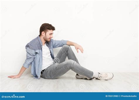 Relaxed Man Sitting On Floor Stock Image Image Of Rest Person 95513983