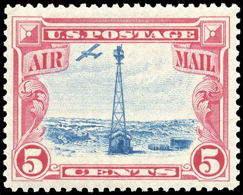 Us Air Mail C11 Beacon On Rocky Mountains 1928 5¢ Us Stamps C