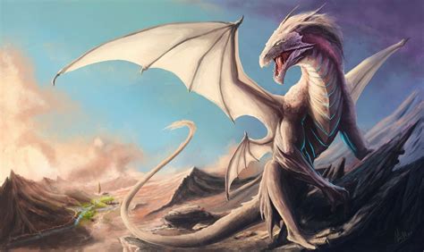 Dragon Albino From The Land Of The Wind Fantasy Paintings Fantasy