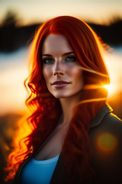 Lexica Natural Light Redhead In The Sunset Facing Away