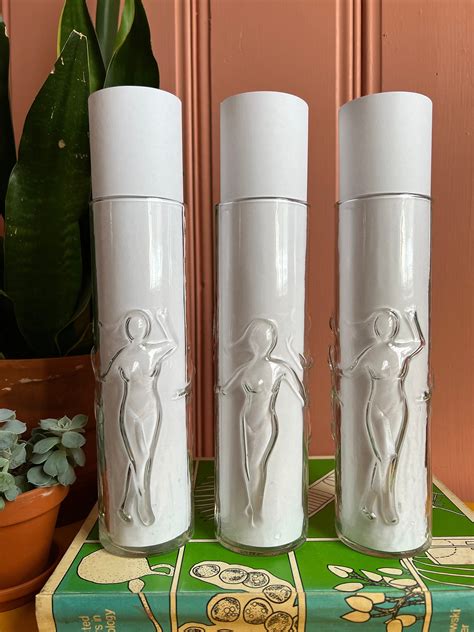 Vintage Nude Dancing Women Tall Clear Glass Cylandar Vase By Libby La
