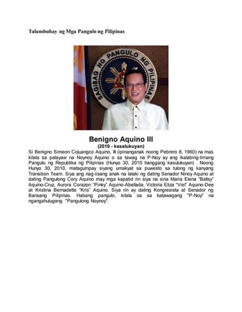 Talambuhay Ng Mga Pangulo Ng Pilipinas Pdf