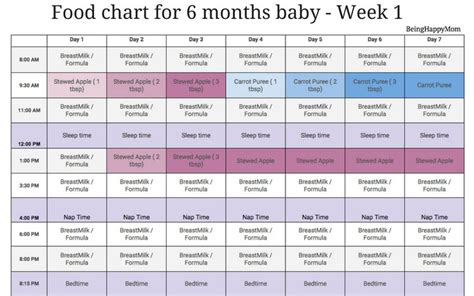 diet and water intake interval in 6 month old baby?