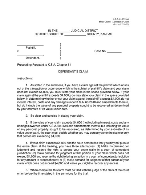 Small Claims Court Wichita Ks 2010 2023 Form Fill Out And Sign
