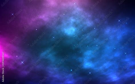Space Background Realistic Cosmos With Nebula And Shining Stars Milky