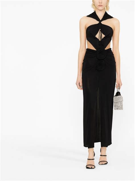 Magda Butrym Cut Out Silk Maxi Dress In Black Modesens