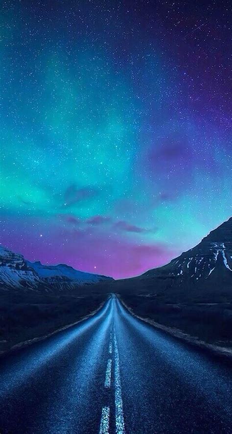 Aurora Borealis A Road The Iphone Wallpapers