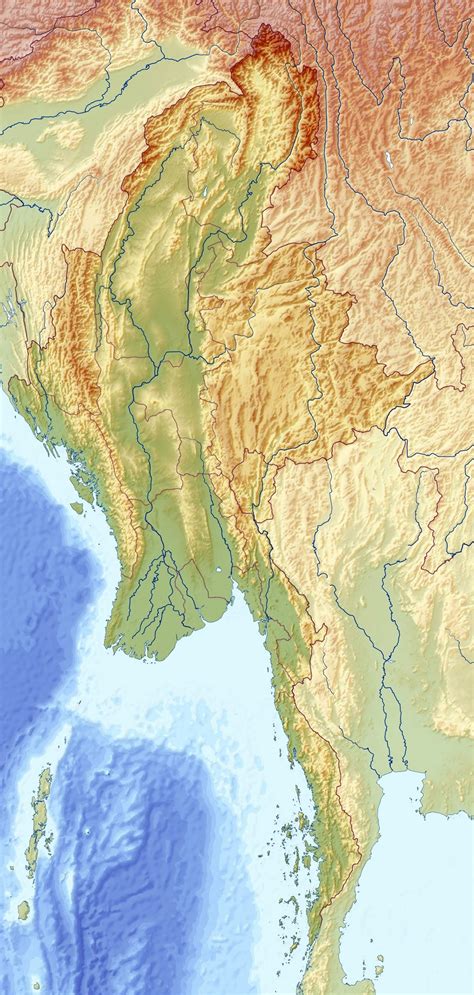 Large Relief Map Of Myanmar Burma Burma Myanmar Asia Mapsland