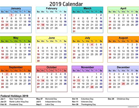 2019 Calendar Philippines Qualads