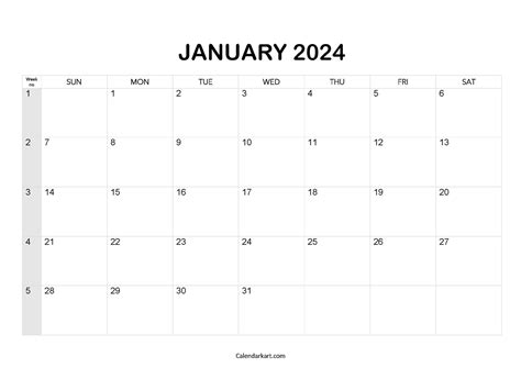 Free Printable January 2024 Calendars Calendarkart