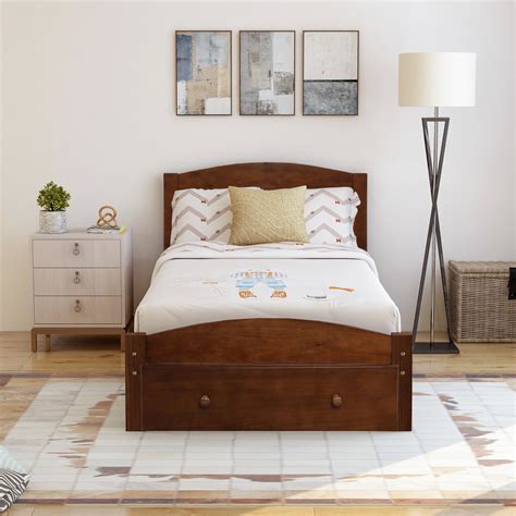 Hodedah complete twin metal bed with headboard, footboard and mahogany wood posts. JUMPER Twin Bed Solid Wood Platform Bed with Headboard Bed ...