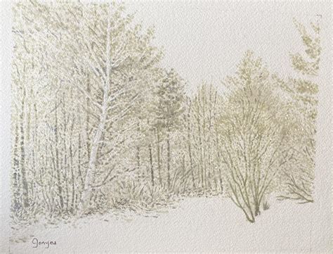 Trees and snow, study for larger version : r/penandink