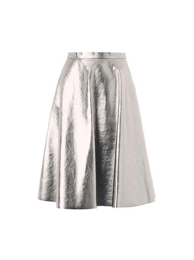 Metallic Faux Leather Skirt Msgm Matchesfashioncom