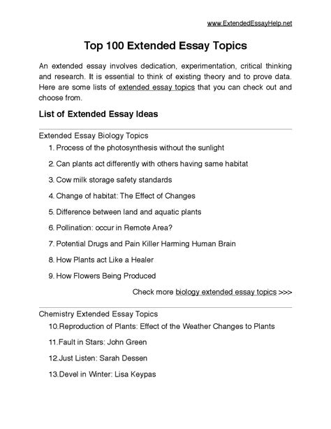 Top 100 extended essay topics by Extended Essay - Issuu
