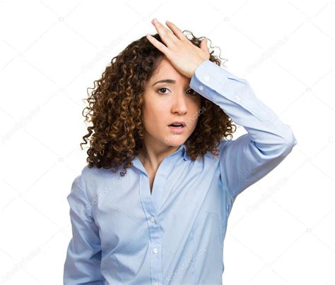 Woman Placing Hand On Head Palm On Face Gesture In Duh Moment Stock Photo Image By