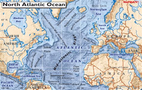 Карта атлантического океана с островами на русском языке