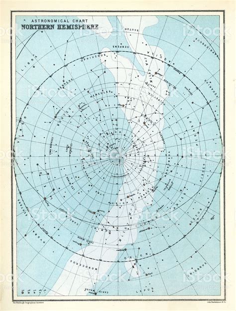 Antique Astronomical Chart Of The Northern Hemisphere From 1891 Chart