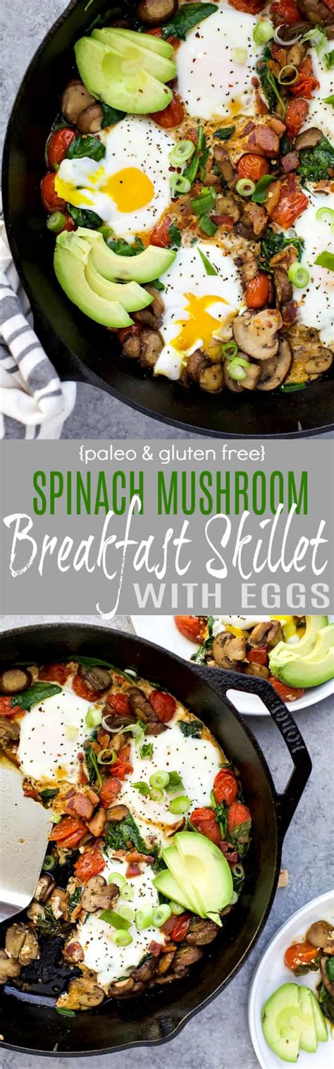 Spinach Mushroom Breakfast Skillet With Eggs Easy