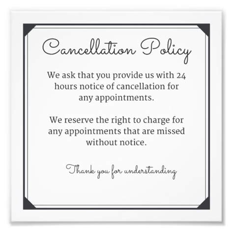 Cancellation Policy Poster For Salon Or Spa Salon Promotions Salon