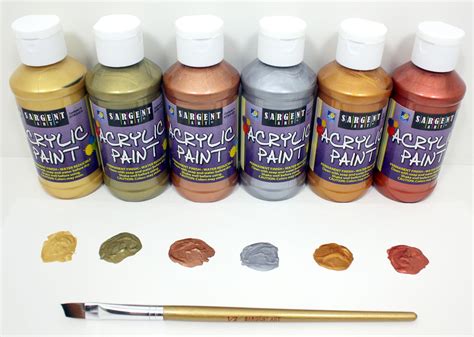 Sargent Art 22 4808 6 Pack 4 Ounce Metallic Acrylic Paint Set Amazon