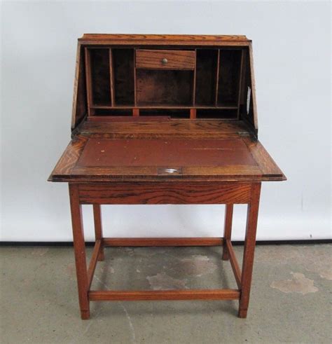 Antique Solid Wood Secretary Desk Drop Down Writing Desk W Dovetailed