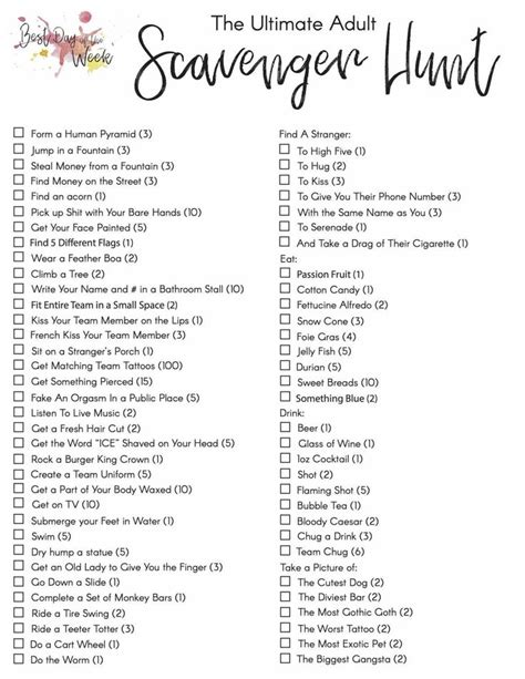 The Ultimate Adult Scavenger Hunt Printable For Adults And Teens To Play With