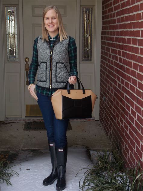 Plaid And Wellies • Work Week Chic Wellies Outfits With Hunter Rain