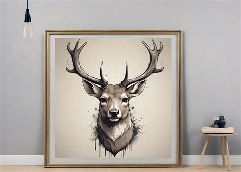 Deer Head Artwork Gráfico por A.I Illustration and Graphics · Creative