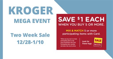 Kroger Buy 5 Or More Save 100 Each Mega Event Inclusion List 1228