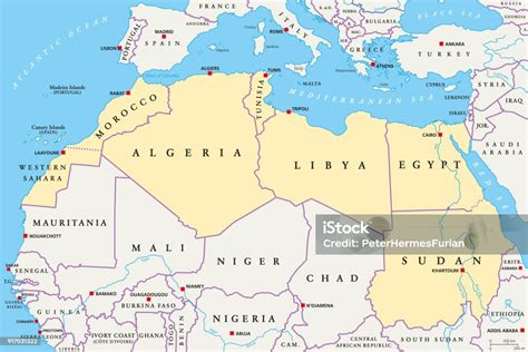 North Africa Region Political Map Stock Illustration Download Image