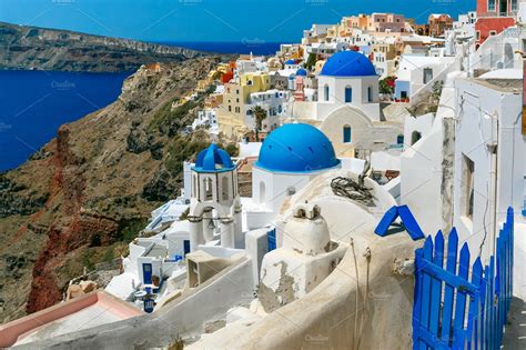 Picturesque View Of Oia Santorini Greece Stock Photo Containing Oia And