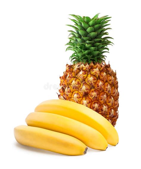 Pineapple And Bananas Isolated Stock Image Image Of Background Juicy