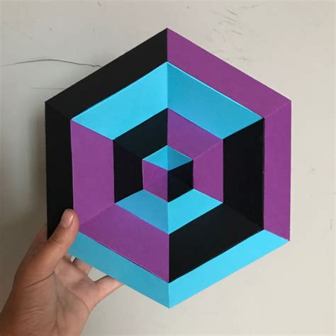 Diy Optical Illusion Wall Decor 3d Paper Craft Printable Template Etsy