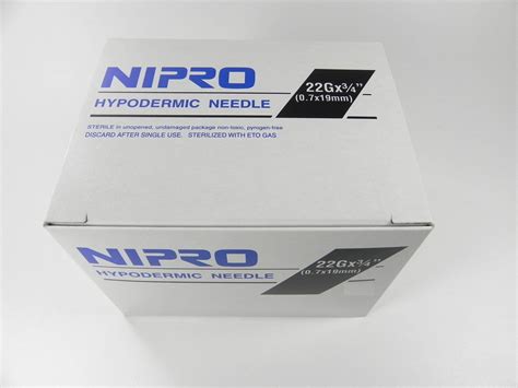 Nipro 22g X 34 Hypodermic Needles Box Of 100 Medical Sales Supply