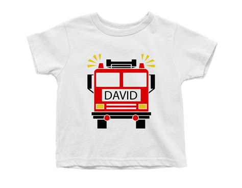 Fire Truck Personalized Graphic T Shirt With Custom Name Or Etsy