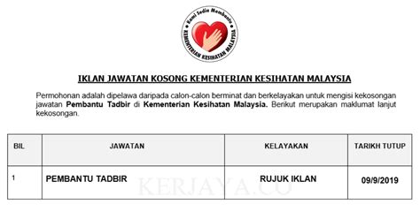 Senarai kerjaya pilihan negeri johor, kedah, kelantan, melaka, negeri sembilan, pahang, perak, perlis, pulau pinang, sabah, sarawak, selangor & terengganu. Pembantu Tadbir Kementerian Kesihatan Malaysia • Kerja ...