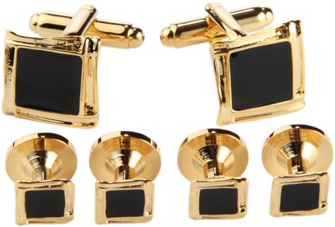 Cufflinks And Studs Set For Tuxedo Multiple Variations Black Square