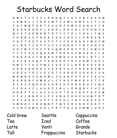 Starbucks Word Search Wordmint