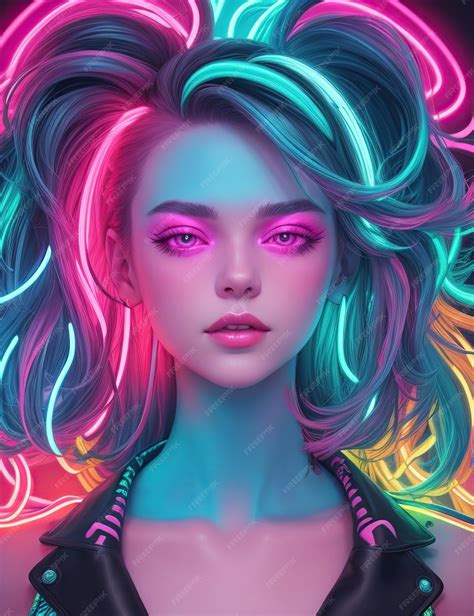 Premium Ai Image Girl In Neon Lights With Bright And Vibrant Colors