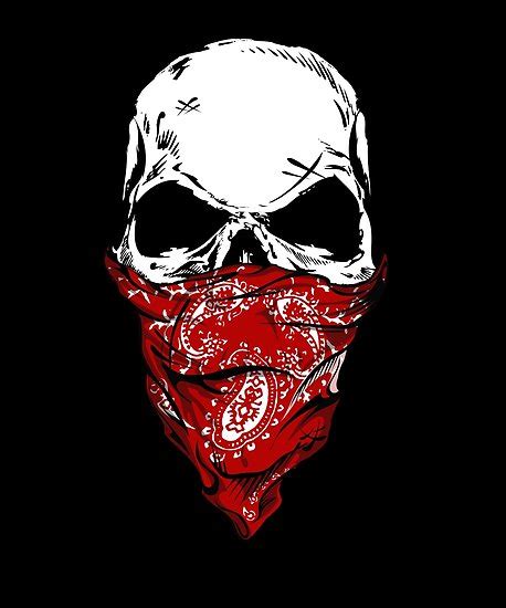 ··· blood red halloween night 3d printable pattern bandana outdoor sun protection scarf mask for face pumpkin lantern horror crow. 'Badass Gang Skull With Red Bandana' Poster by PrintPress ...