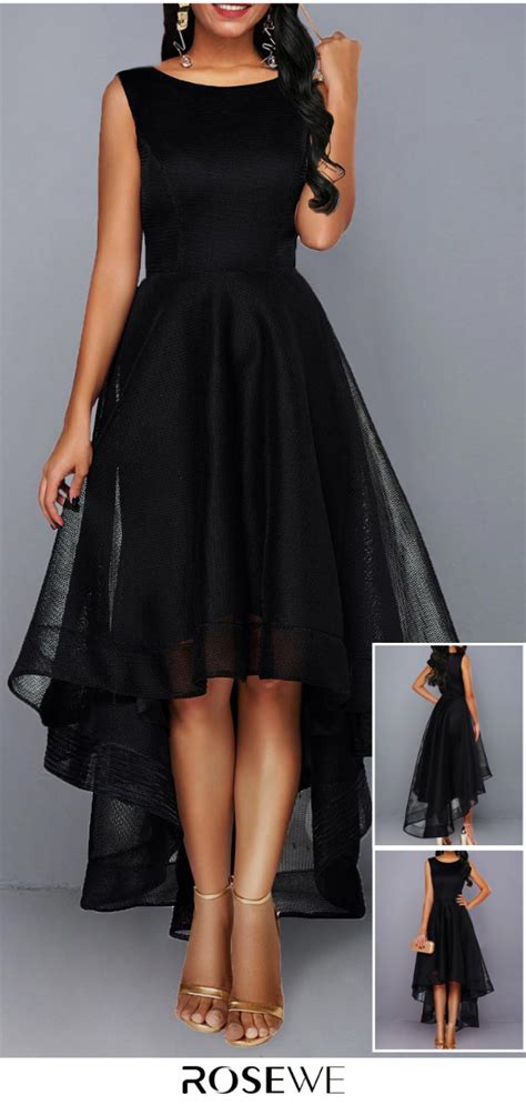 Sleeveless High Waist Mesh Patchwork Black Dress Black Dress Simple Dresses Pretty Dresses