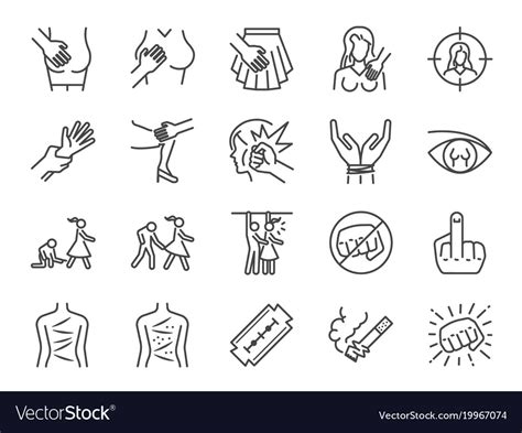 Harassment And Abuse Line Icon Royalty Free Vector Image