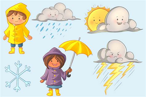 Cute Weather Kids Clip Art Collection By Keepin It Kawaii Thehungryjpeg