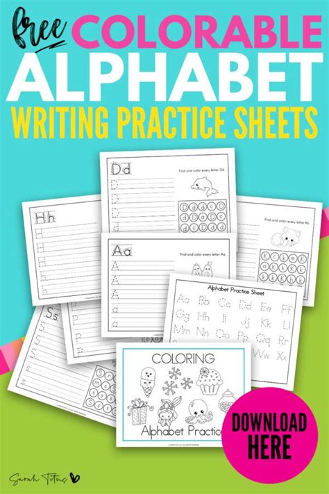 Cute Art Coloring Alphabet Writing Practice Worksheets - 26 PDF's
