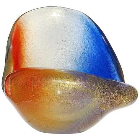 Seguso Murano Signed Red Pink Italian Art Glass Conch Seashell Sculpture Bowl For Sale At 1stdibs