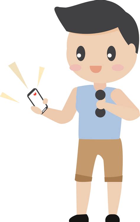 Free Cute Character Healthy Man Lifestyle Using Smart Phone For His