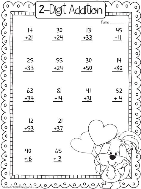 Finally, let's add the next set of digits, 2 and 4. 2 digit addition Valentine's Day | 2nd grade math, First ...