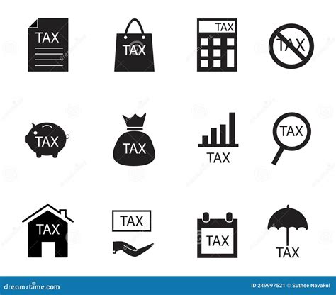 Tax Icon Silhouette Vector Set Black Tax Sign Tax Symbol Flat Style