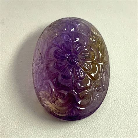 Ametrine Carved Stone Grade Quality Both Side Carving Oval Shape For