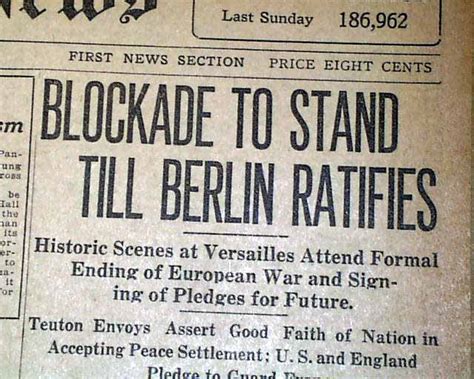 Treaty Of Versailles Signed In 1919